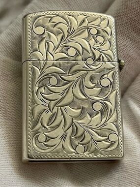 Vintage Sterling Silver 925 Pocket Case Japan 35.35g Florentine Scroll
